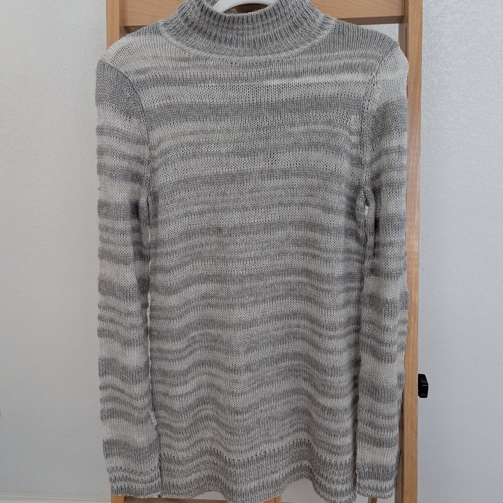 NWT Anthropologie Moth Gray Striped Twin Shadows Turtleneck Sweater